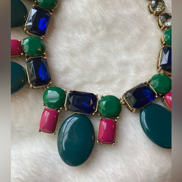 J. Crew Collectible Green Pink Blue Statement Necklace - Picture 7 of 8